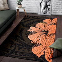 Royal Hibiscus Polynesian Tribal Area Rug Orange AH - Polynesian Pride