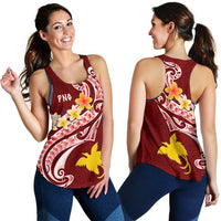 Papua New Guinea Women's Racerback Tank - PNG Seal Polynesian Patterns Plumeria - Polynesian Pride