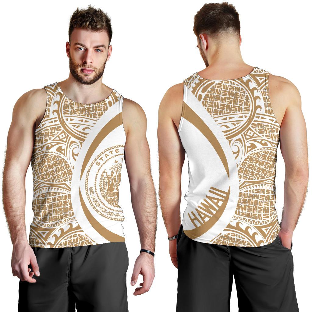 Hawaii White Gold Polynesian Men's Tank Top - Circle Style White - Polynesian Pride