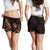 Samoa Polynesian Women's Shorts - Turtle With Blooming Hibiscus Gold - Polynesian Pride