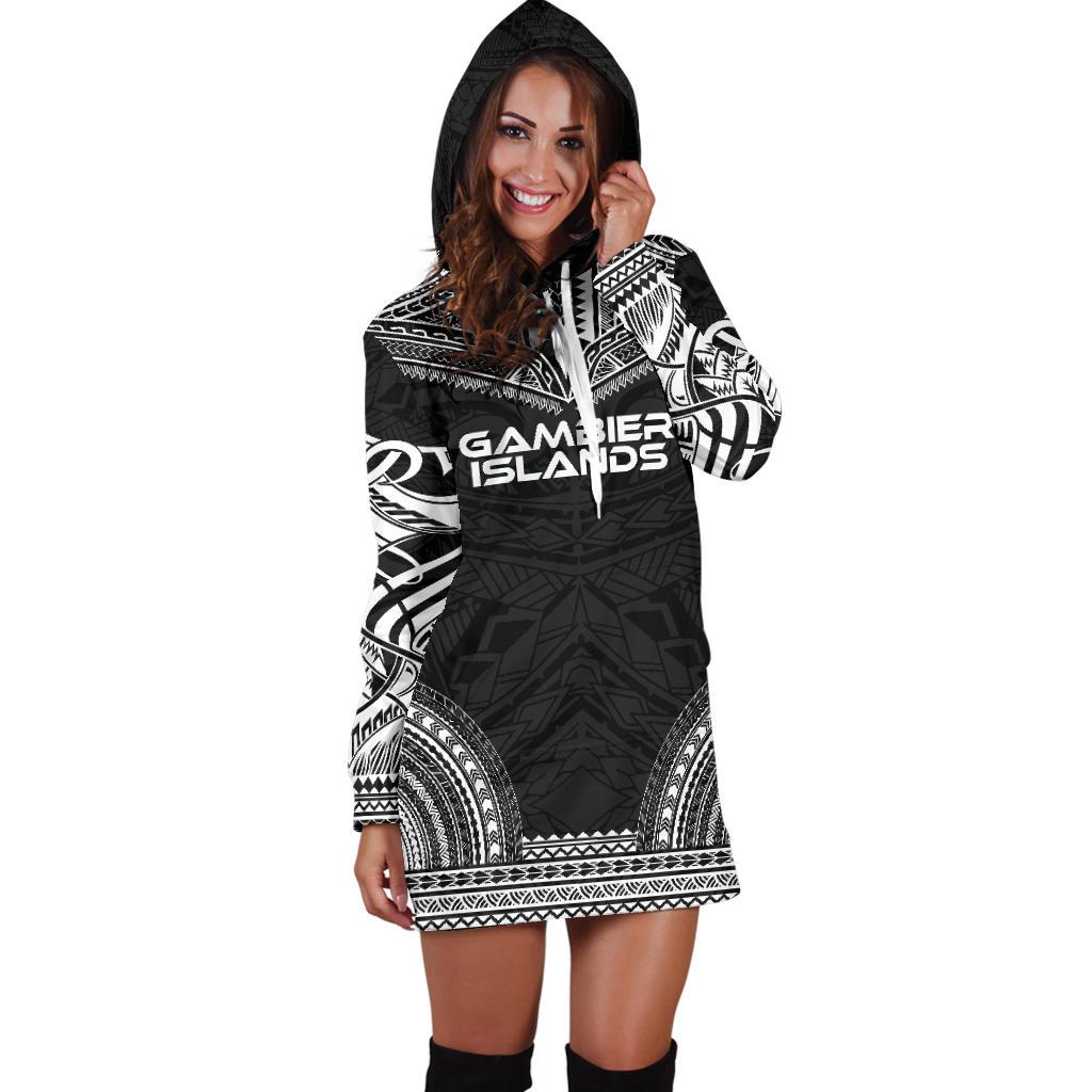 Gambier Islands Women's Hoodie Dress - Polynesian Black Chief - Polynesian Pride