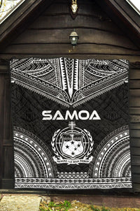 Samoa Premium Quilt - Samoa Coat Of Arms Polynesian Chief Black Version - Polynesian Pride