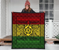 Hawaii Polyensian Kanaka Flag Turtle Premium Quilt - Polynesian Pride