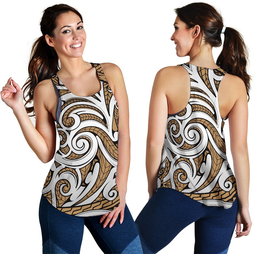 Polynesian Maori Ethnic Ornament Gold Women's Racerback Tank Top - Polynesian Pride