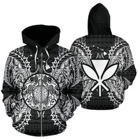 Polynesian Hawaii All Over Zip up Hoodie Map Turtle Black Unisex Black - Polynesian Pride
