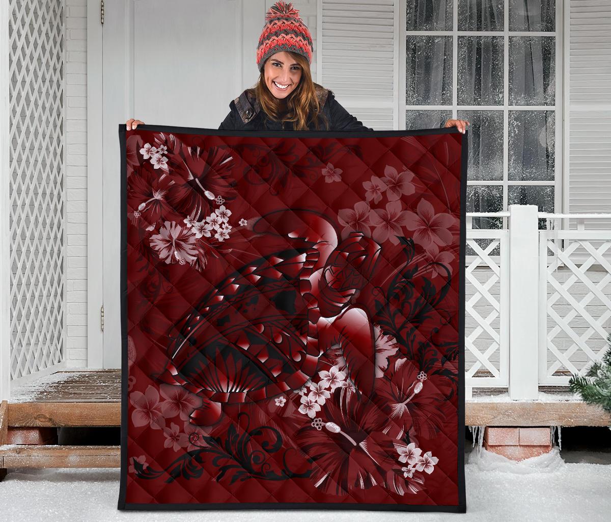 Hawaii Quilt - Hawaii Turtle Magenta Premium Quilt - Polynesian Pride