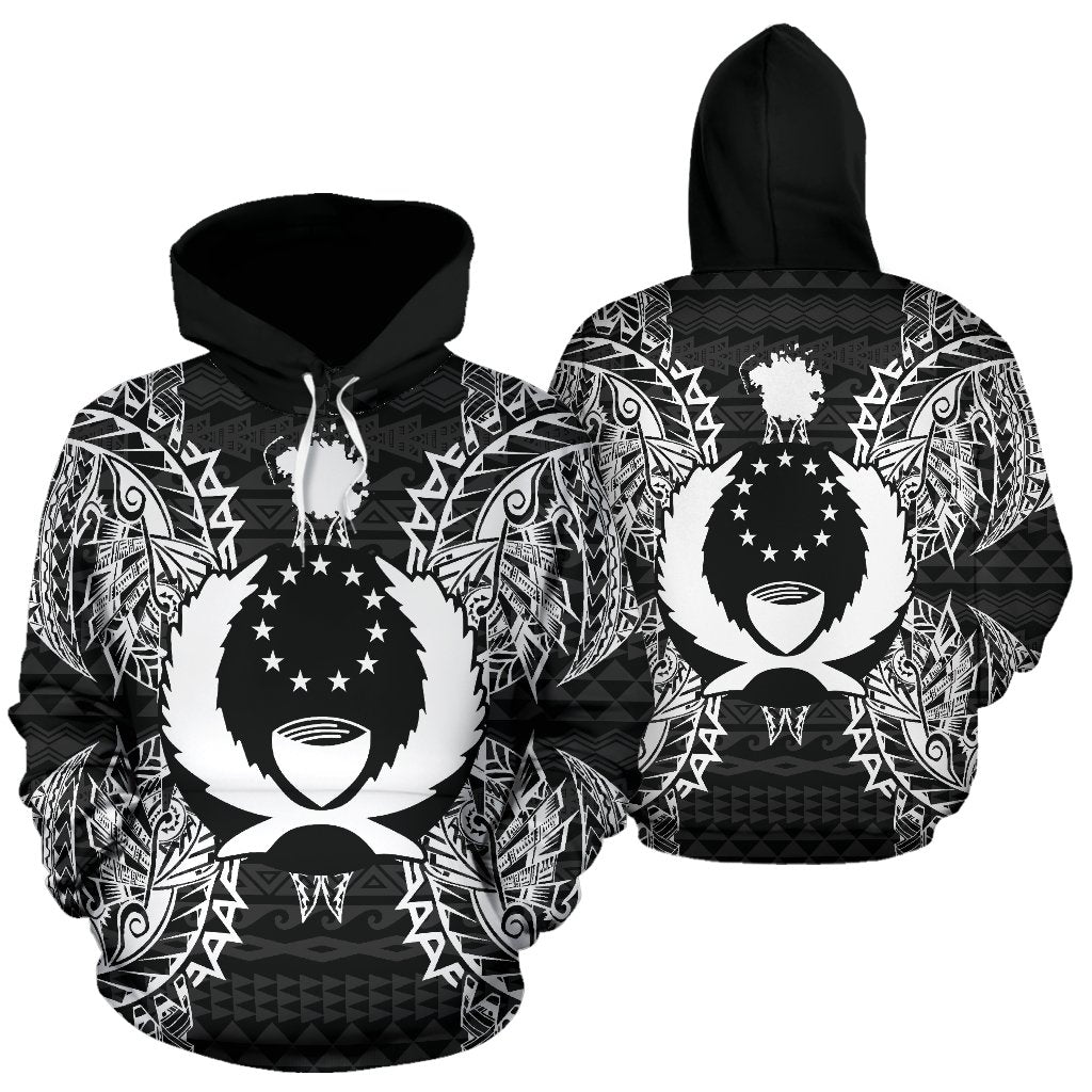 Pohnpei Polynesian ll Over Hoodie Map Black Unisex Black - Polynesian Pride