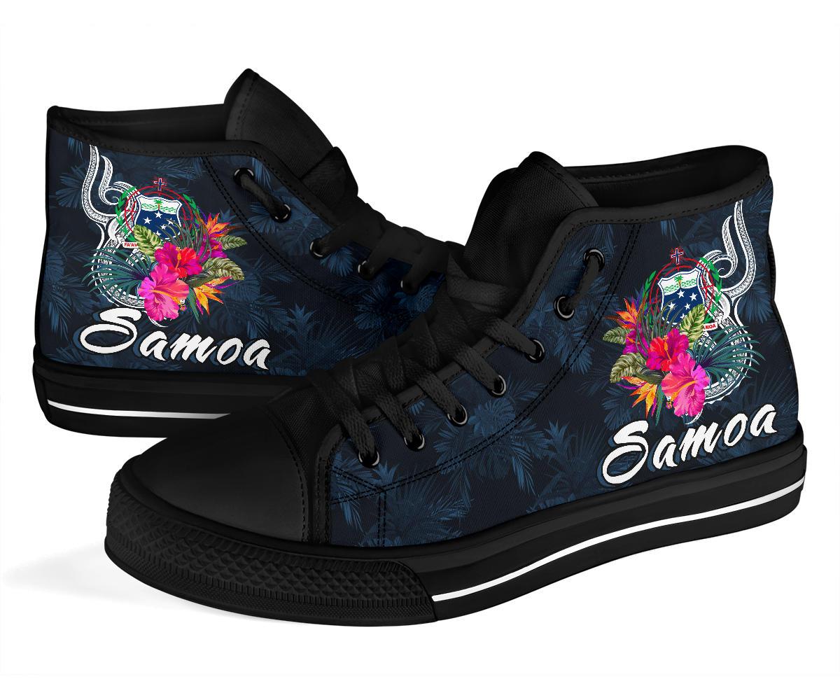 Samoa Polynesian High Top Shoes - Tropical Flowers - Polynesian Pride