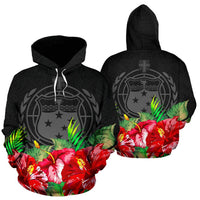 Samoa Polynesian Hoodie Black Hibiscus Unisex Black - Polynesian Pride