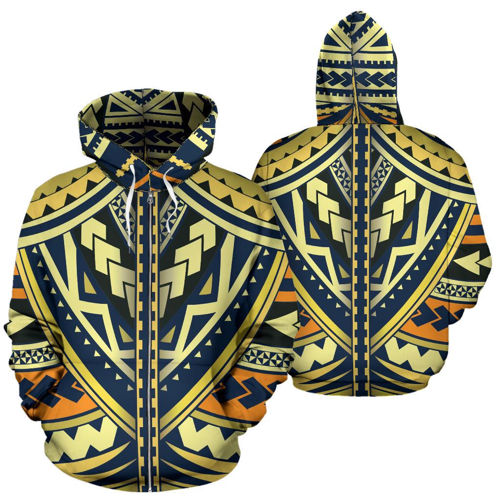 Polynesian Tattoo Zip up Hoodie Unisex Black - Polynesian Pride