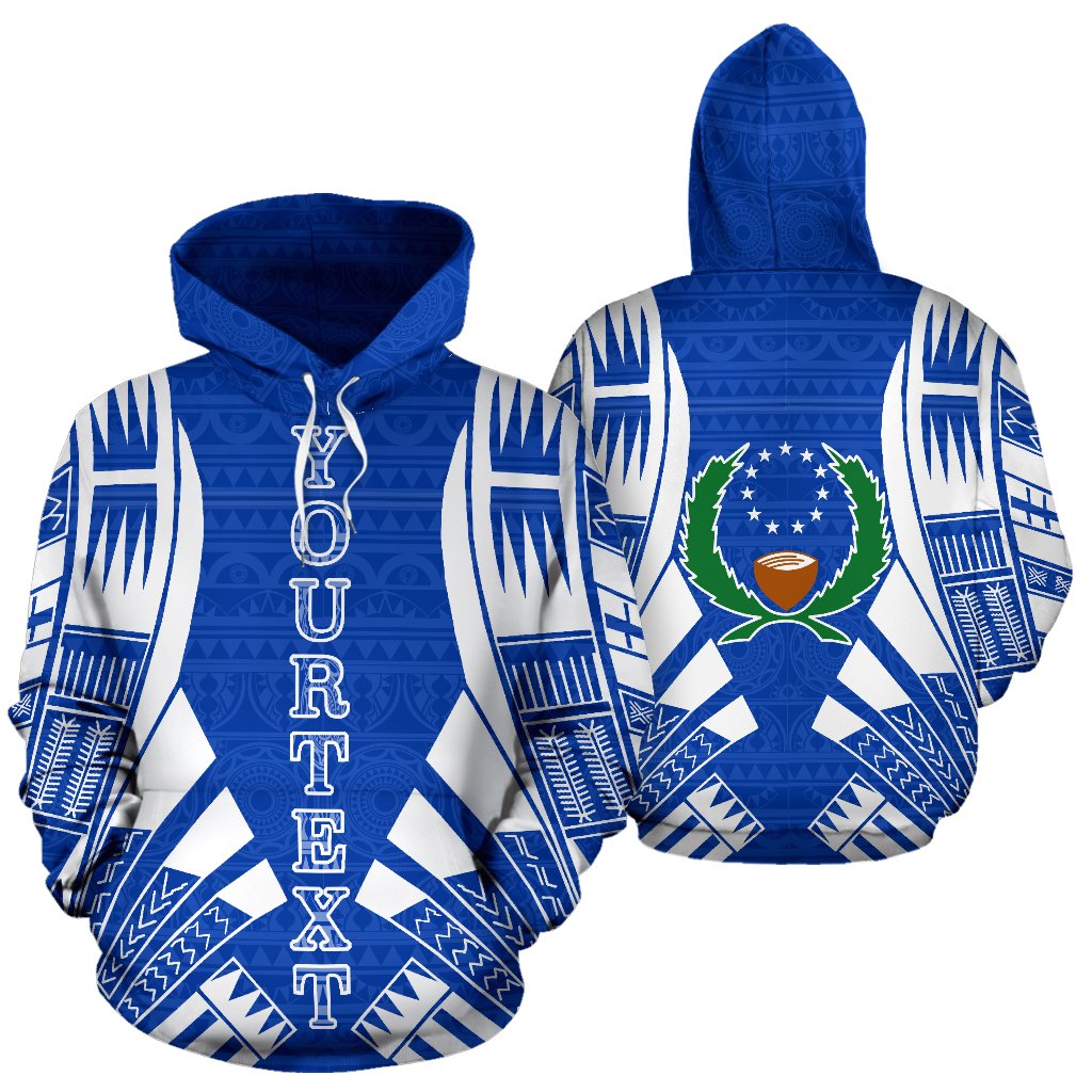 Pohnpei All Over Custom Hoodie Blue Tattoo Style Unisex Blue - Polynesian Pride