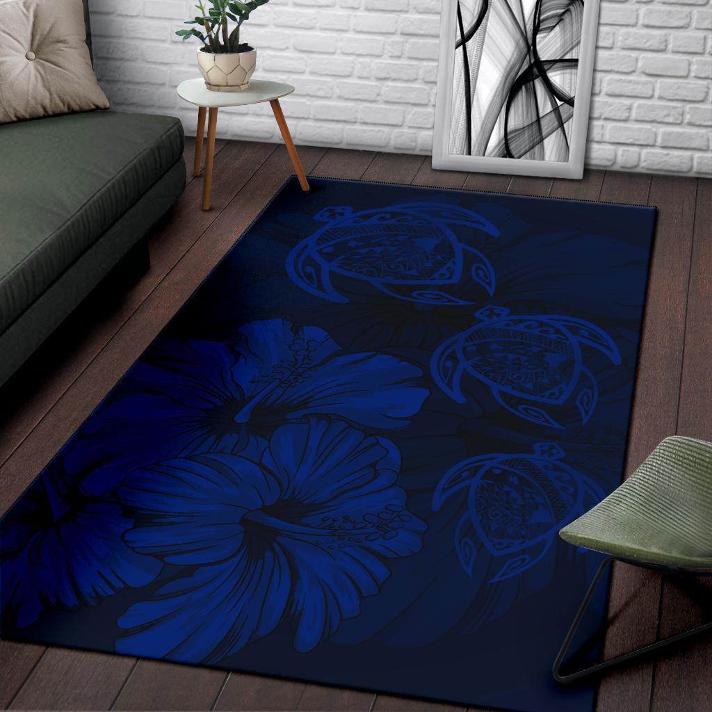 Hawaiian Map Hibiscus Flowers Vintage Polynesian Rug AH - Polynesian Pride