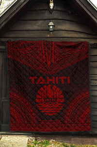 Tahiti Premium Quilt - Tahiti Flag Polynesian Chief Dark Red Version - Polynesian Pride