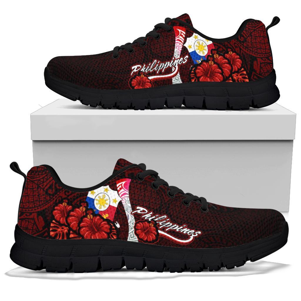 Philippines Polynesian Sneakers - Coat Of Arm With Hibiscus - Polynesian Pride