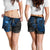 Samoa Polynesian Shorts (Women) - Blue Turtle Flowing - Polynesian Pride