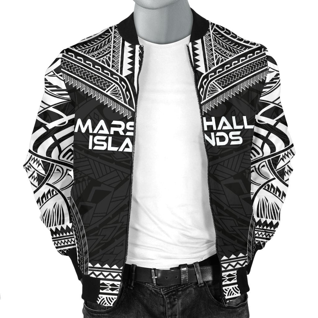 Marshall Islands Polynesian Chief Men's Bomber Jacket - Black Version - Polynesian Pride
