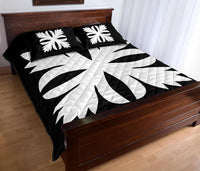 Hawaiian Royal Pattern Quilt Bed Set - Black And White - C3 Style - Polynesian Pride