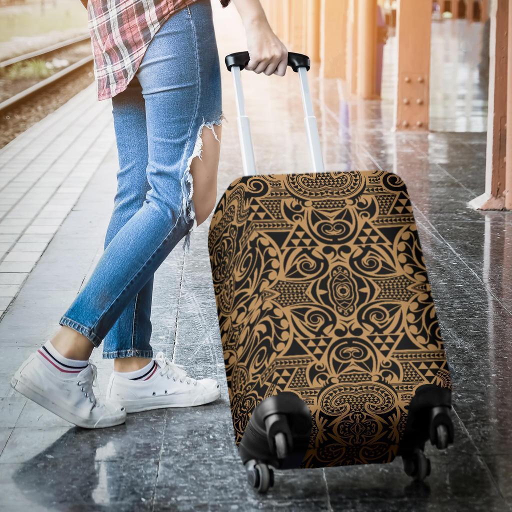 Polynesian Kakau Turtle Gold Luggage Covers - Polynesian Pride