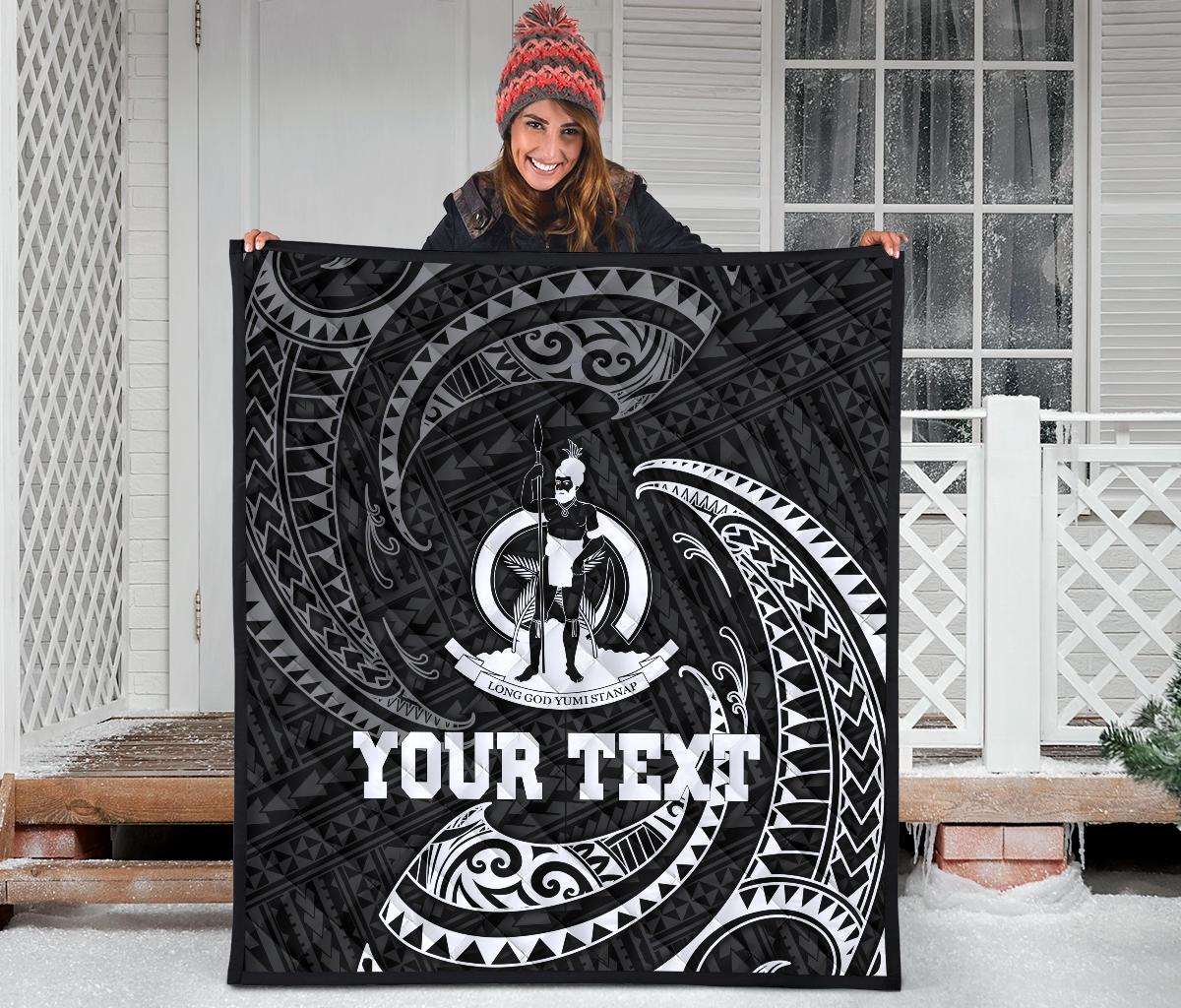 Vanuatu Polynesian Custom Personalised Premium Quilt - White Tribal Wave - Polynesian Pride