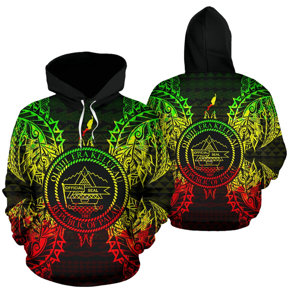 Palau Polynesian ll Over Hoodie Map Reggae Unisex Reggae - Polynesian Pride