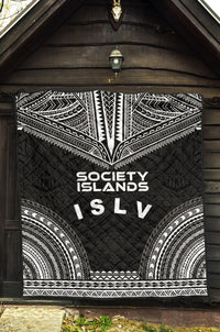 Society Islands Premium Quilt - Society Islands Flag Polynesian Chief Black Version - Polynesian Pride