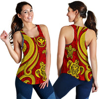 Polynesian Hawaii (Kanaka Maoli) Women Racerback Tank - Red Tentacle Turtle Red Yellow - Polynesian Pride