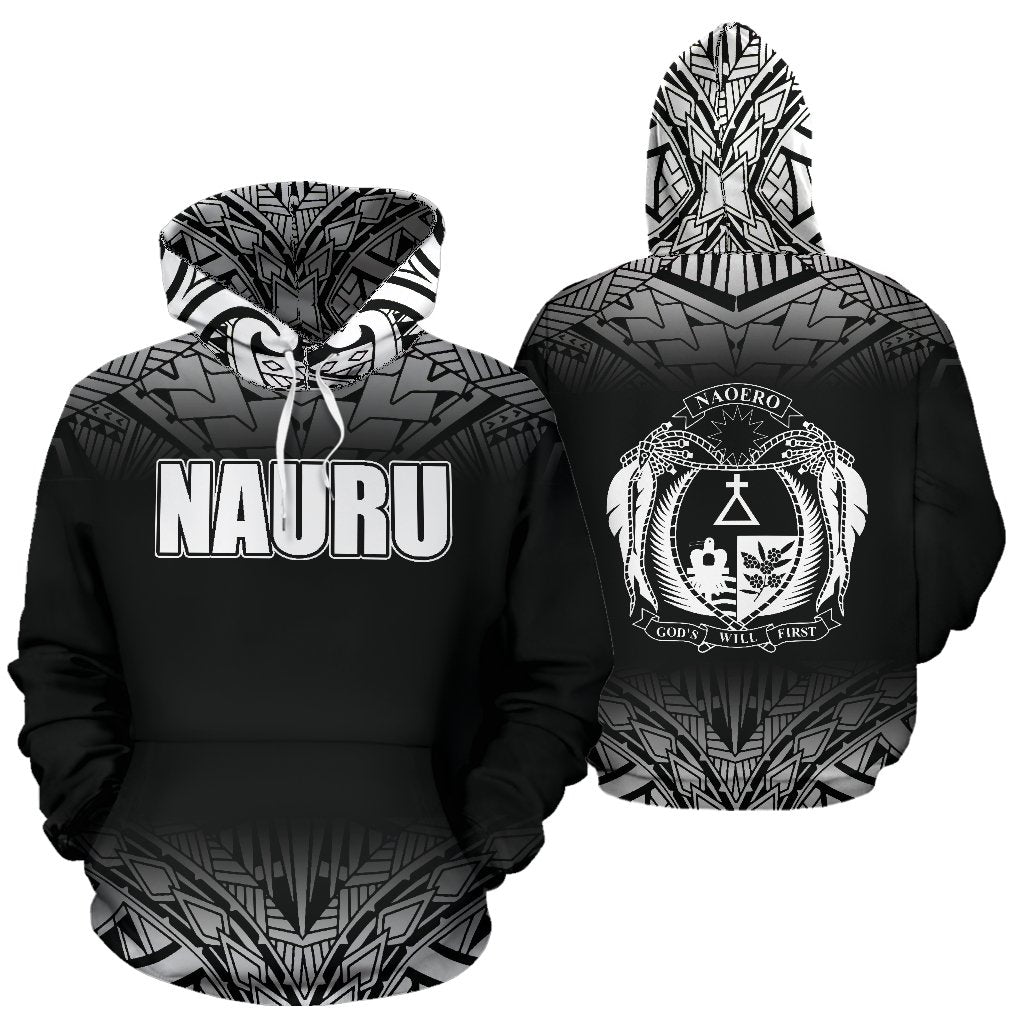 Nauru All Over Hoodie Fog Black Style Unisex Black - Polynesian Pride