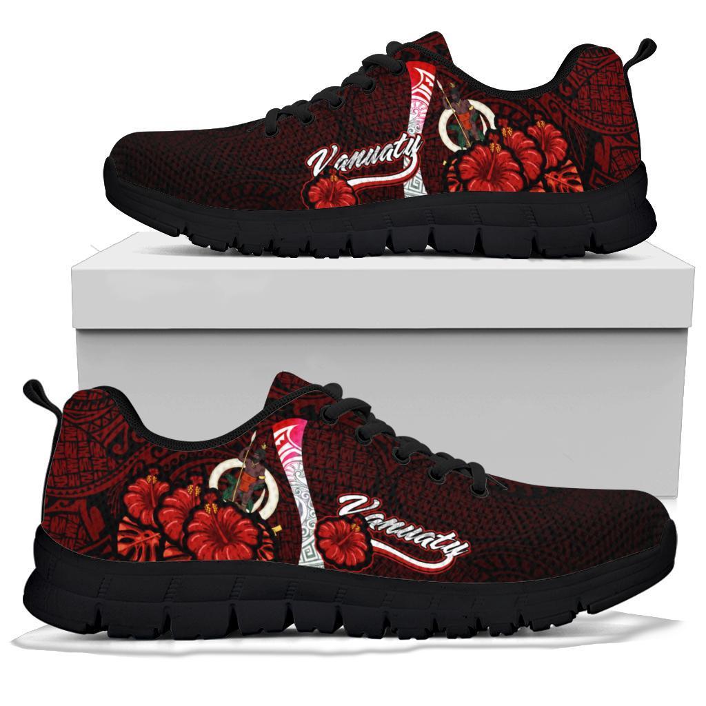 Vanuatu Polynesian Sneakers - Coat Of Arm With Hibiscus - Polynesian Pride