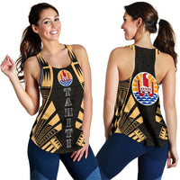 Tahiti Women Racerback Tank - Polynesian Tattoo Gold - Polynesian Pride