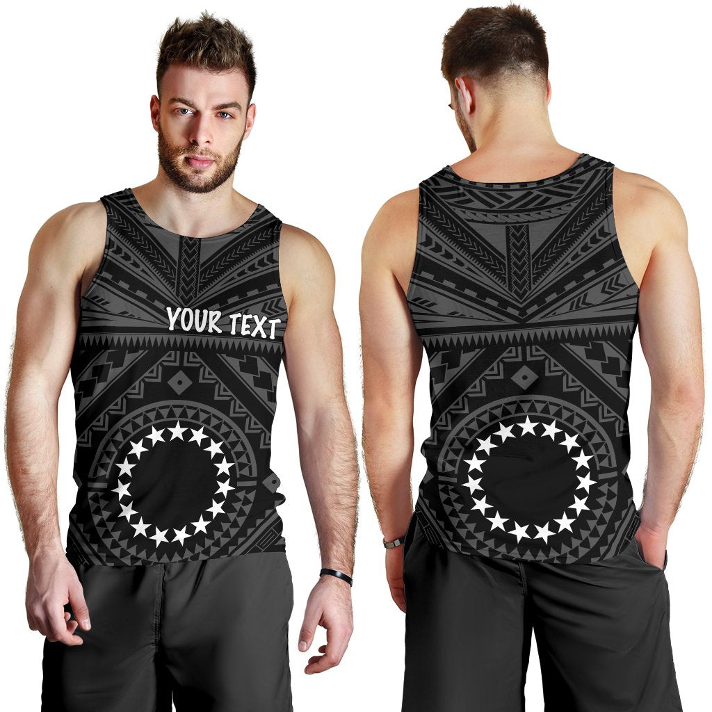 Cook Island Personalised Men's Tank Top - Seal With Polynesian Tattoo Style ( Black) - Polynesian Pride