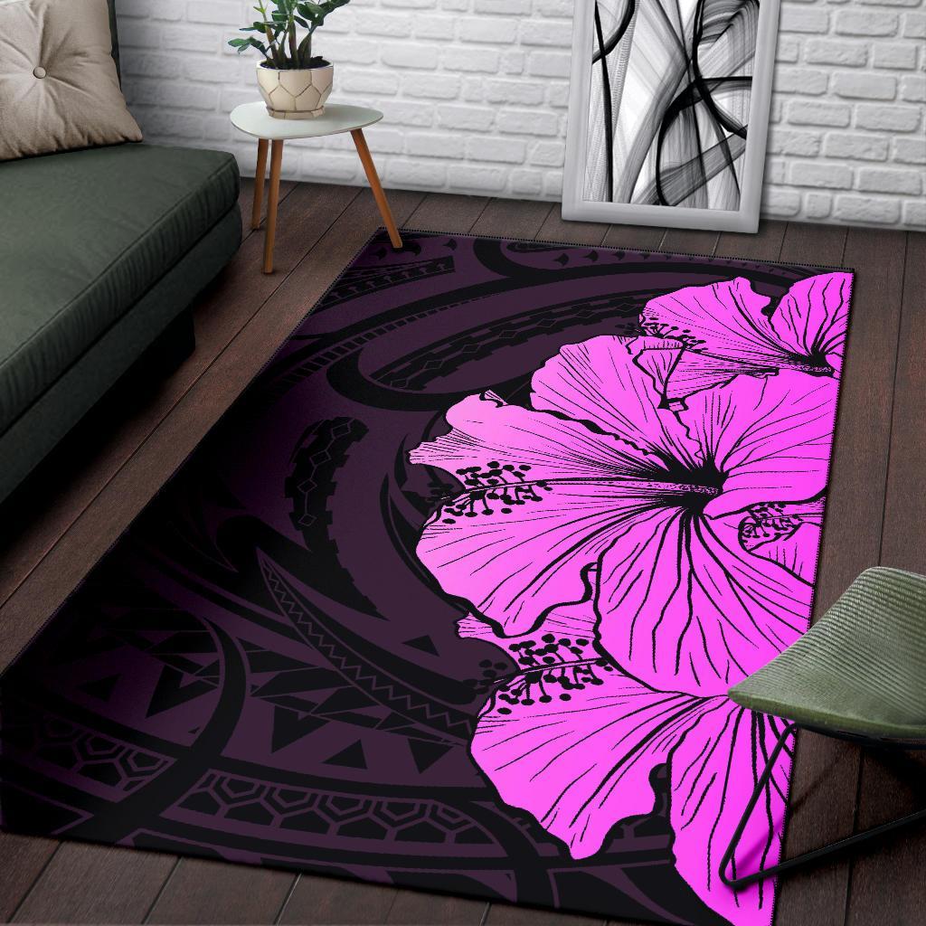 Royal Hibiscus Polynesian Tribal Area Rug Pink AH - Polynesian Pride