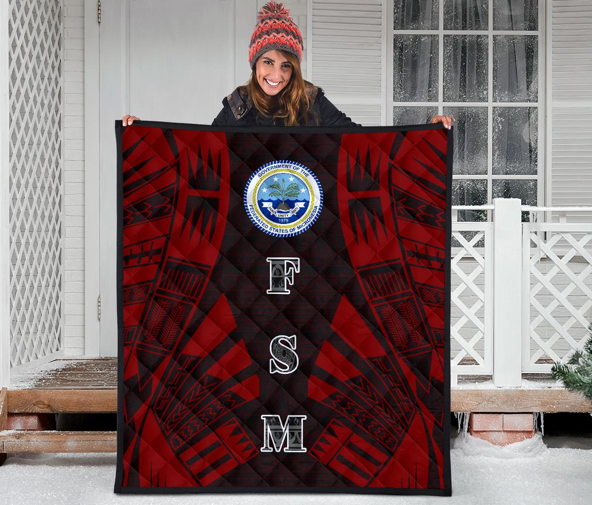 Federated States Of Micronesia Premium Quilt - Federated States Of Micronesia Seal Polynesian Red Tattoo - Polynesian Pride