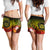 Polynesian Hawaii Women's Shorts - Humpback Whale with Tropical Flowers (Yellow) - Polynesian Pride