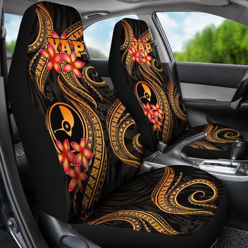 Yap Micronesian Car Seat Covers - Gold Plumeria - Polynesian Pride