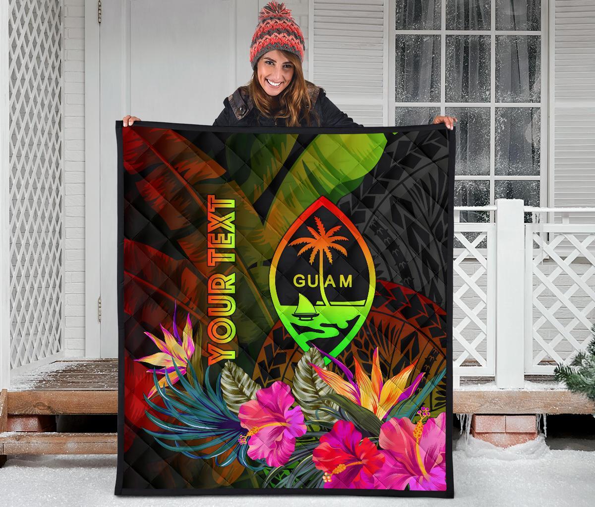 Guam Polynesian Personalised Premium Quilt - Hibiscus and Banana Leaves - Polynesian Pride