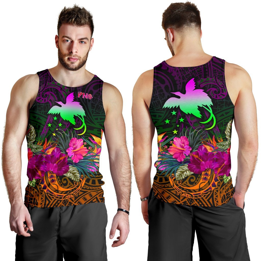 Papua New Guinea Men's Tank Top - Summer Hibiscus - Polynesian Pride