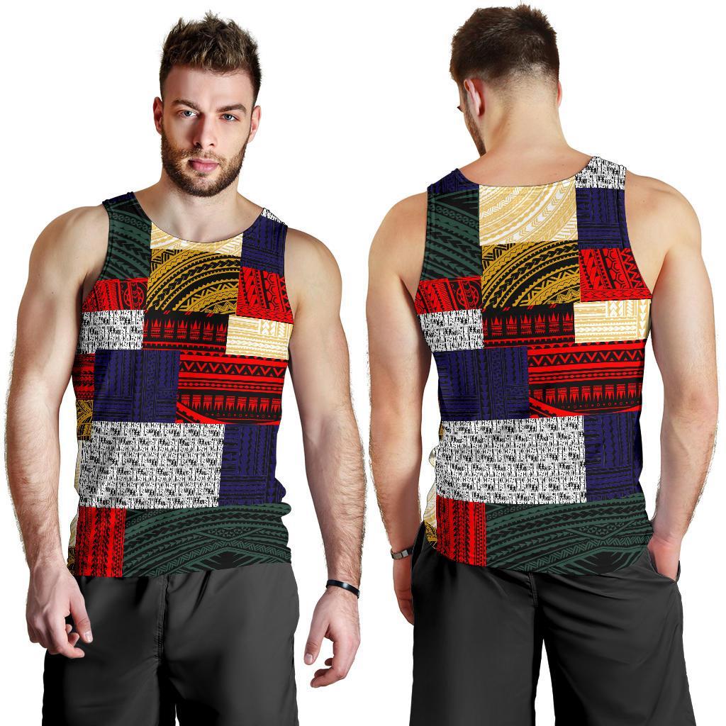 Polynesian Men's Tank Top - Design Retro Patchwork - Polynesian Pride