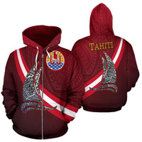 Tahiti Zip up Hoodie Sailing Style Unisex Red - Polynesian Pride