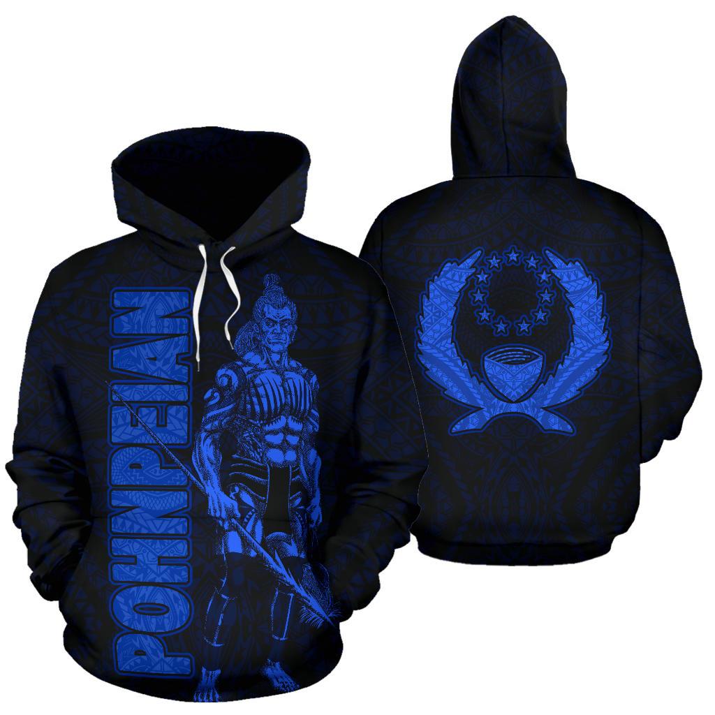 Pohnpei Hoodie Micronesia Pohnpeian Warrior Blue Unisex Blue - Polynesian Pride