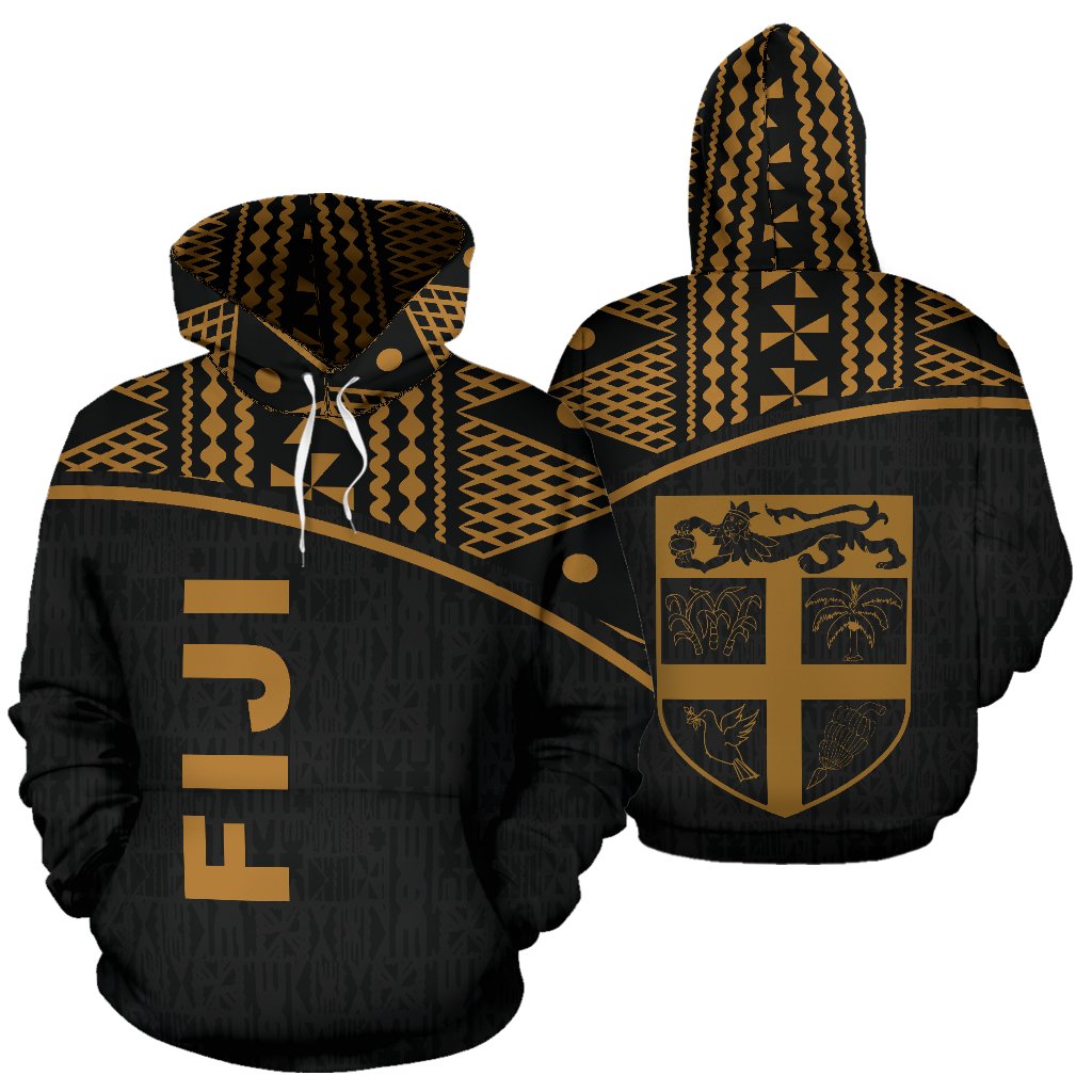 Fiji Polynesian Hoodie Gold Curve Unisex Gold - Polynesian Pride