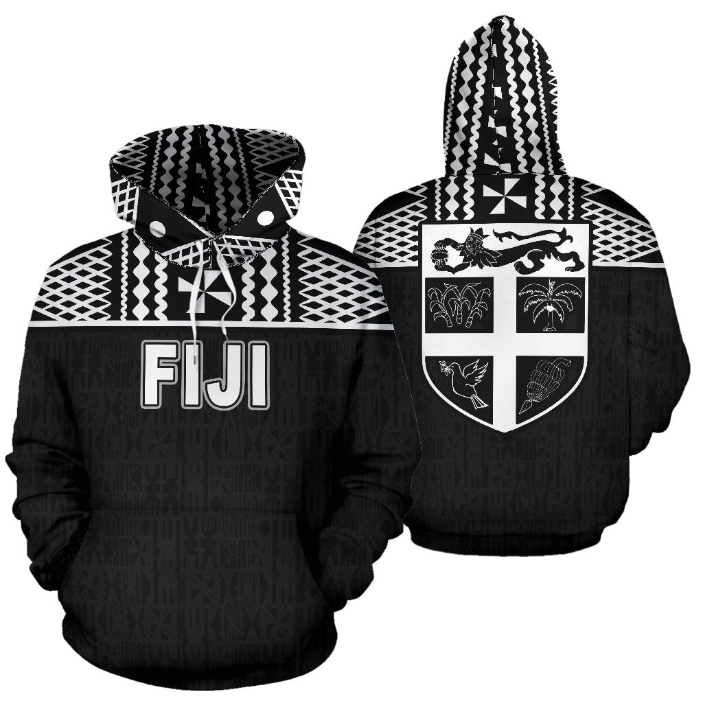 Fiji Polynesian Hoodie Black Unisex Black - Polynesian Pride