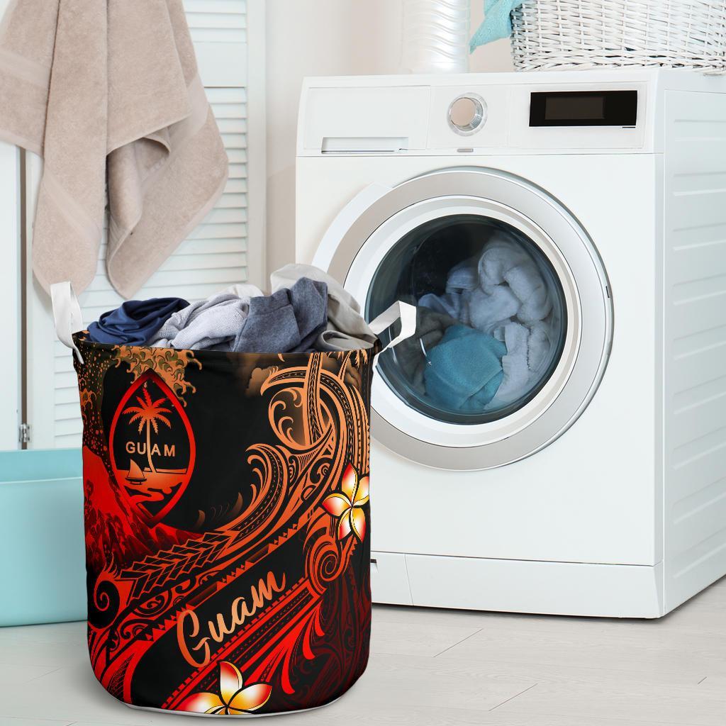 Guam Polynesian Laundry Basket - Plumeria Flowers And Waves - Polynesian Pride