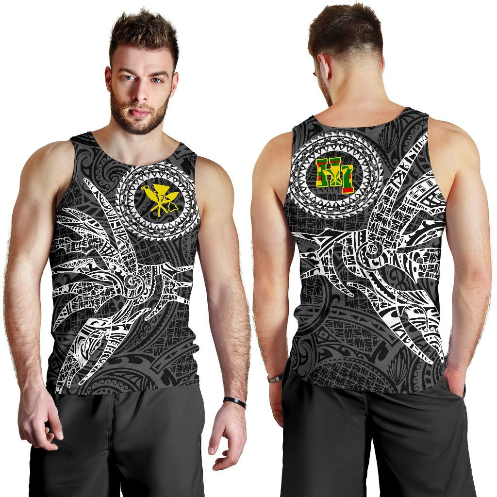Hawaii Tank Top Polynesian Kanaka Map Hawaiian Men's Tank Top - White - TT Style White - Polynesian Pride