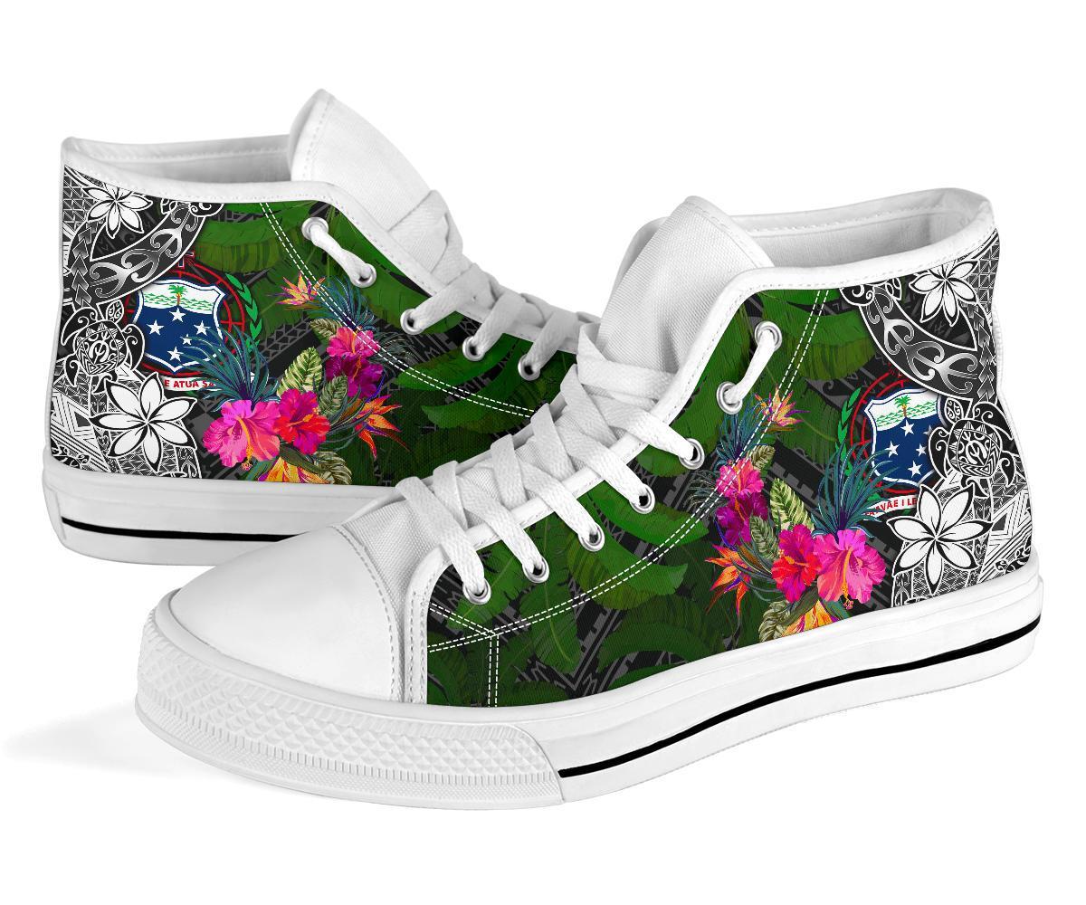 Samoa High Top Shoes - Turtle Plumeria Banana Leaf - Polynesian Pride