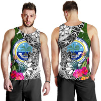 Federated States of Micronesia Men's Tank Top White - Turtle Plumeria Banana Leaf - Polynesian Pride