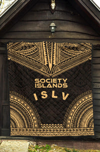 Society Islands Premium Quilt - Society Islands Flag Polynesian Chief Gold Version - Polynesian Pride