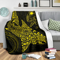 Shark Polynesian Blanket - Polynesian Tattoo Yellow - Polynesian Pride