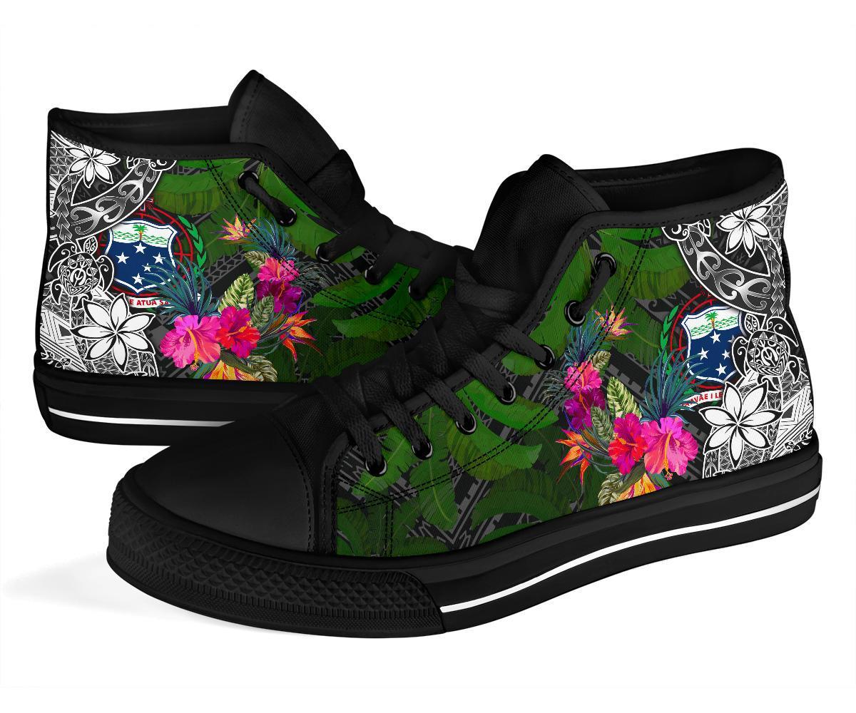 Samoa High Top Shoes - Turtle Plumeria Banana Leaf - Polynesian Pride