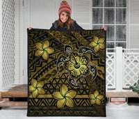 Hawaii Mix Polynesian Turtle Plumeria Premium Quilt - AH - Nick Style - Yellow - Polynesian Pride