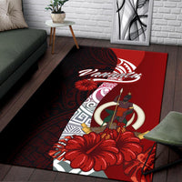 Vanuatu Polynesian Area Rug - Coat Of Arm With Hibiscus - Polynesian Pride